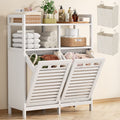 Tilt Out Laundry Hamper Cabinet, Bamboo Double Laundry Hamper