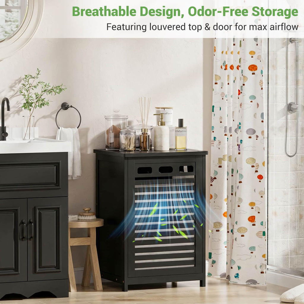 Bamboo Tilt Out Laundry Hamper Cabinet with 15.5 Gal Removable Liner Bag