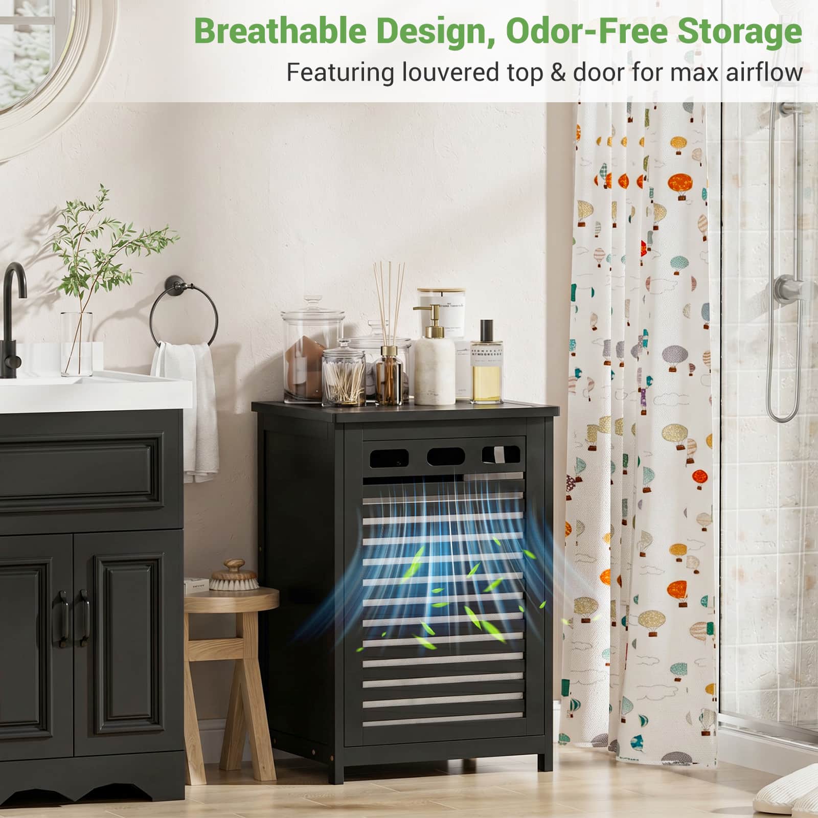 Bamboo Tilt Out Laundry Hamper Cabinet with 15.5 Gal Removable Liner Bag