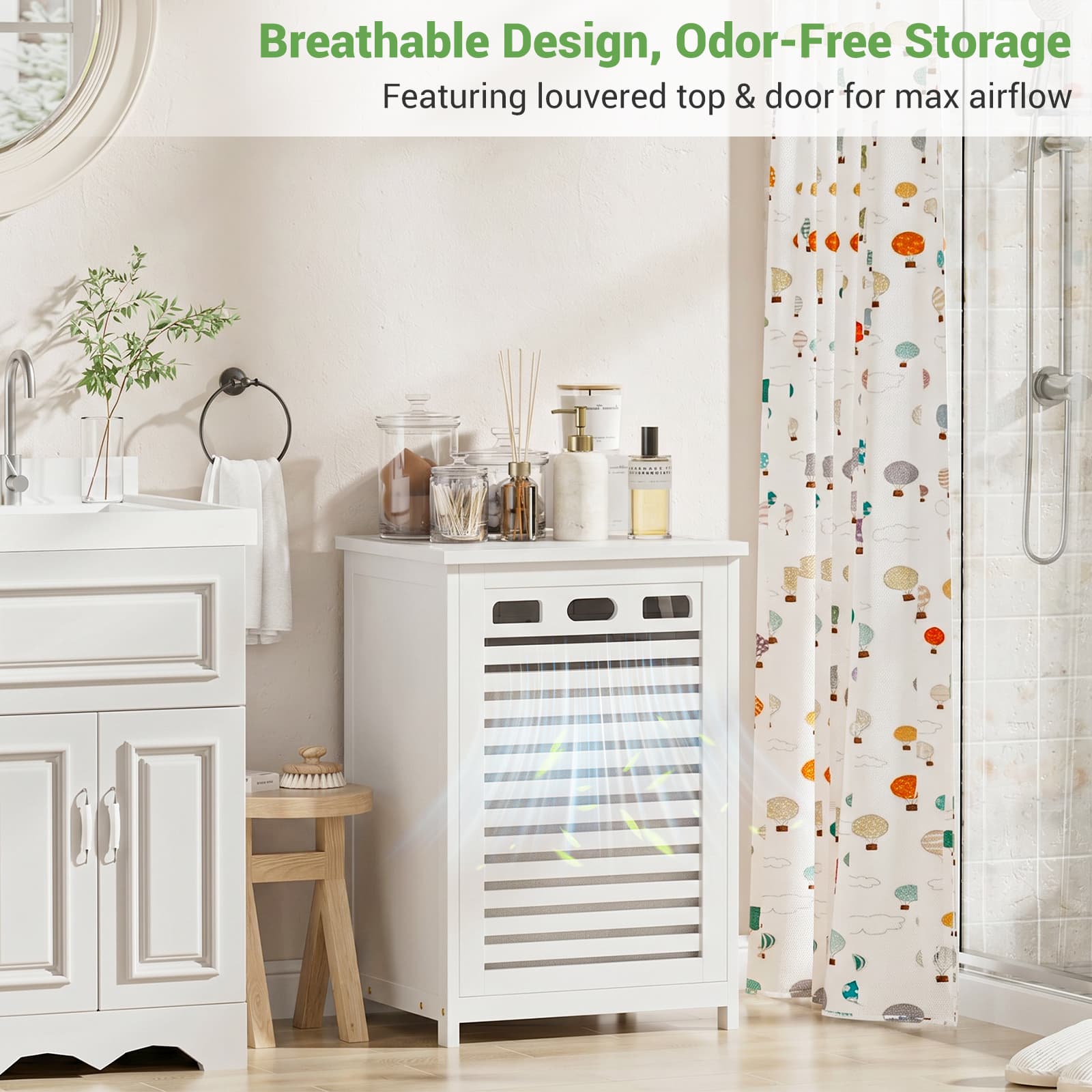 Bamboo Tilt Out Laundry Hamper Cabinet with 15.5 Gal Removable Liner Bag