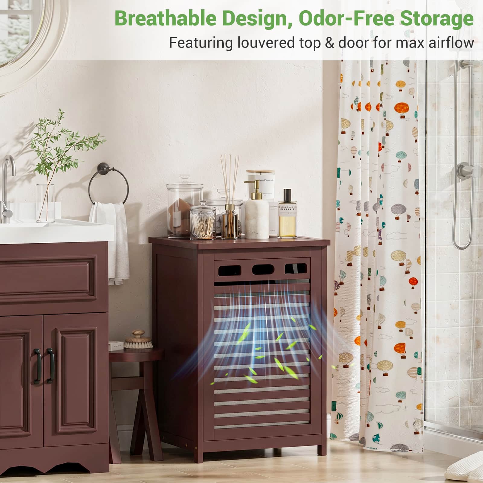 Bamboo Tilt Out Laundry Hamper Cabinet with 15.5 Gal Removable Liner Bag