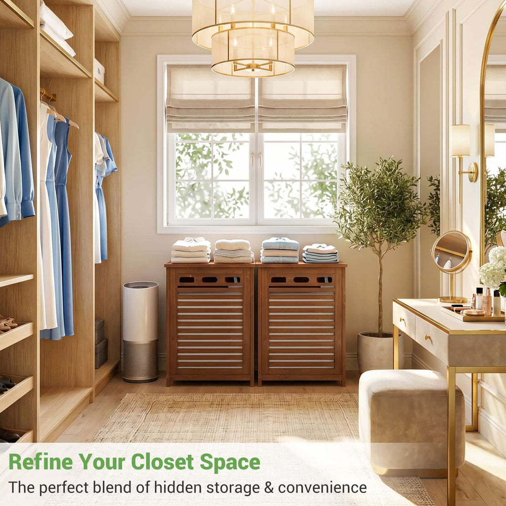 Bamboo Tilt Out Laundry Hamper Cabinet with 15.5 Gal Removable Liner Bag
