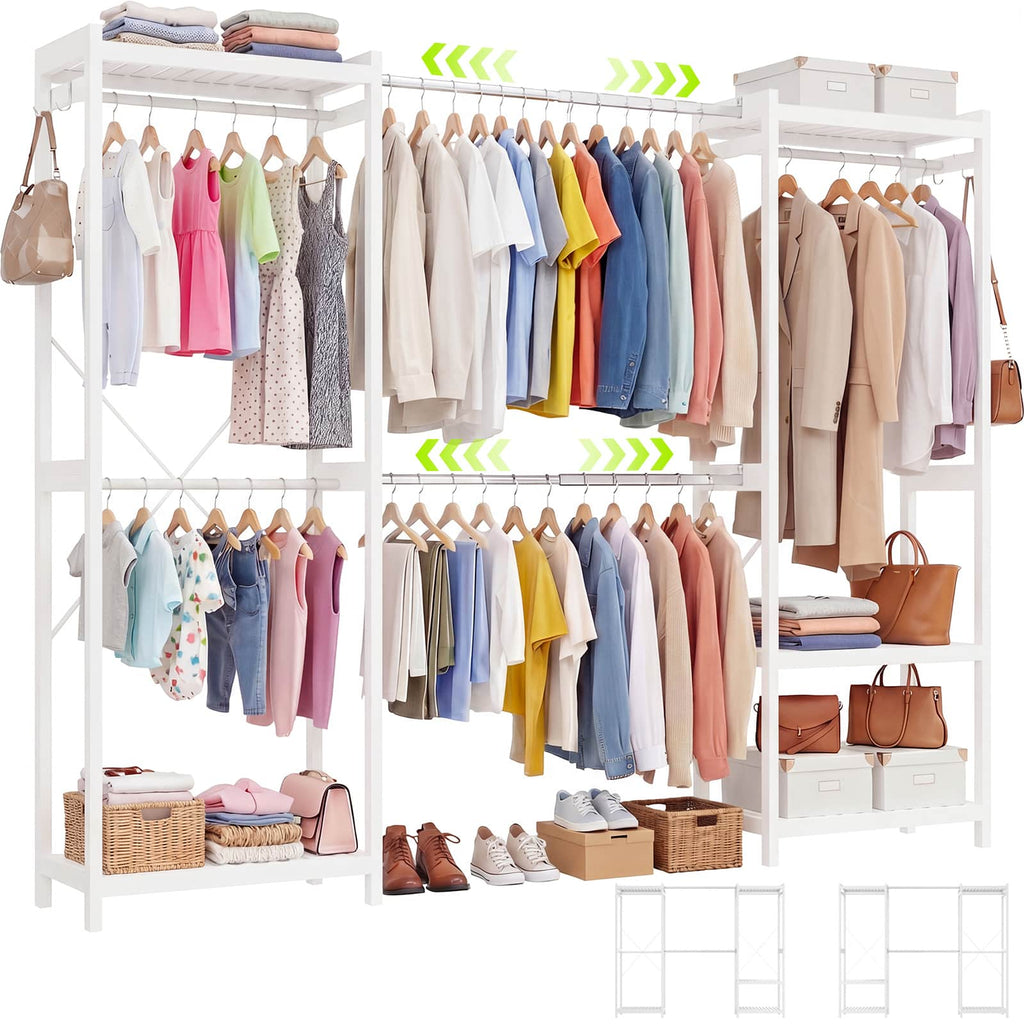 Bamboo Closet System, 71"-91" Expandable Clothing Rack