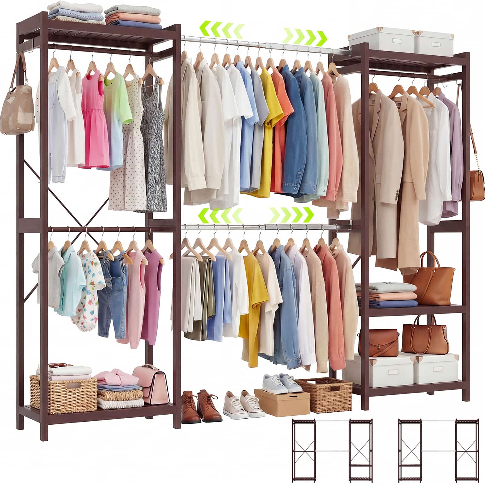 Bamboo Closet System, 71"-91" Expandable Clothing Rack