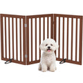Dog Gate Indoor, Bamboo Freestanding Pet Gate, 24”H
