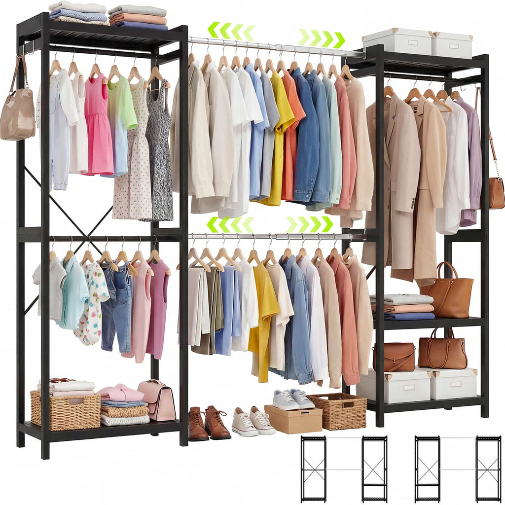 Bamboo Closet System, 71"-91" Expandable Clothing Rack