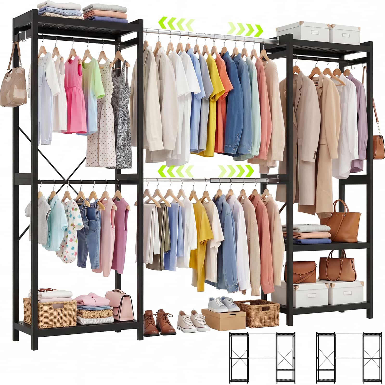 Bamboo Closet System, 71"-91" Expandable Clothing Rack