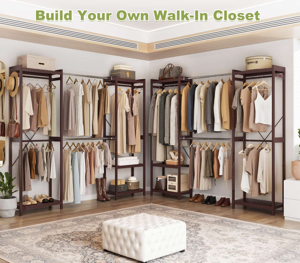 Bamboo Closet System, 71"-91" Expandable Clothing Rack
