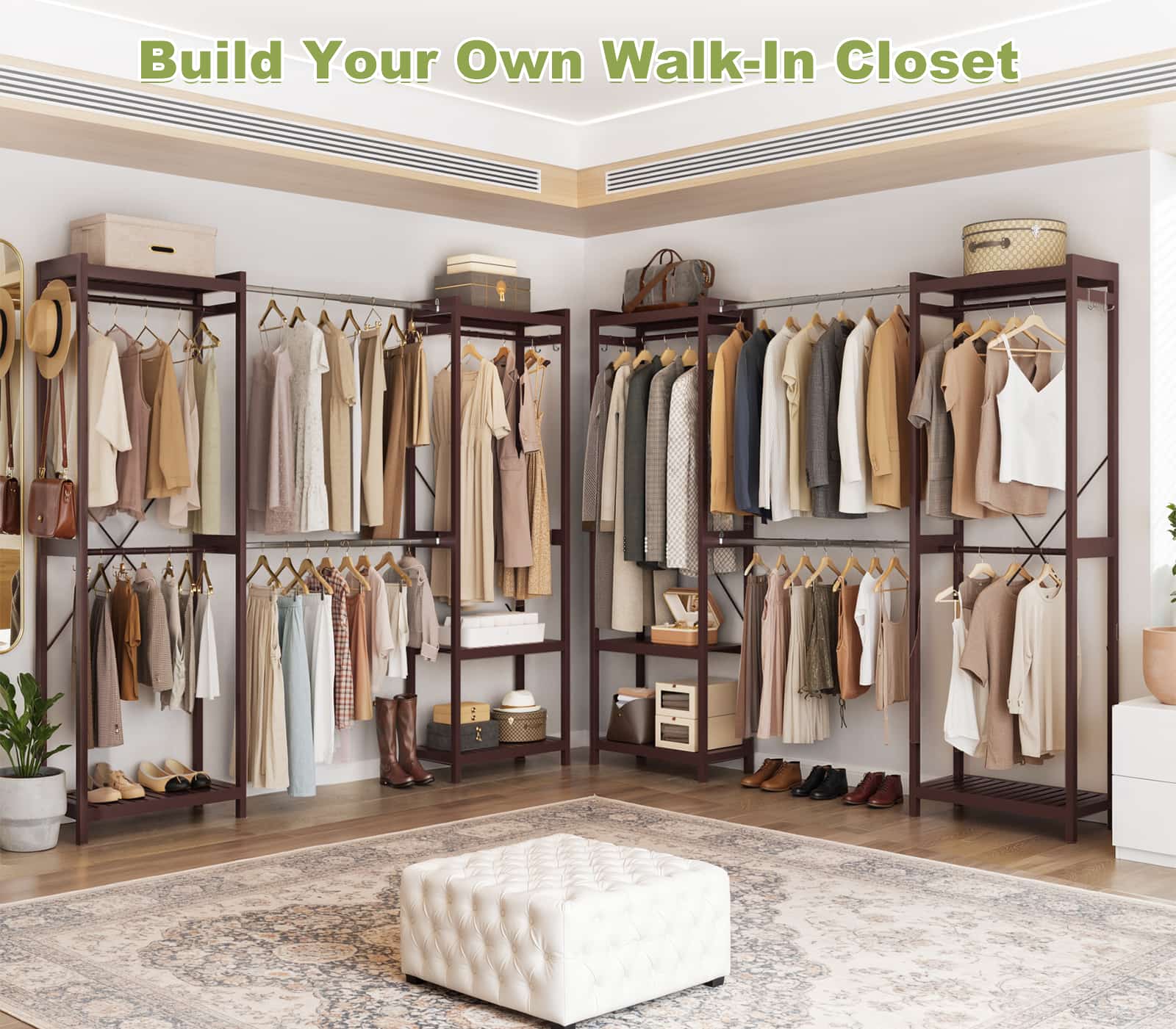 Bamboo Closet System, 71"-91" Expandable Clothing Rack