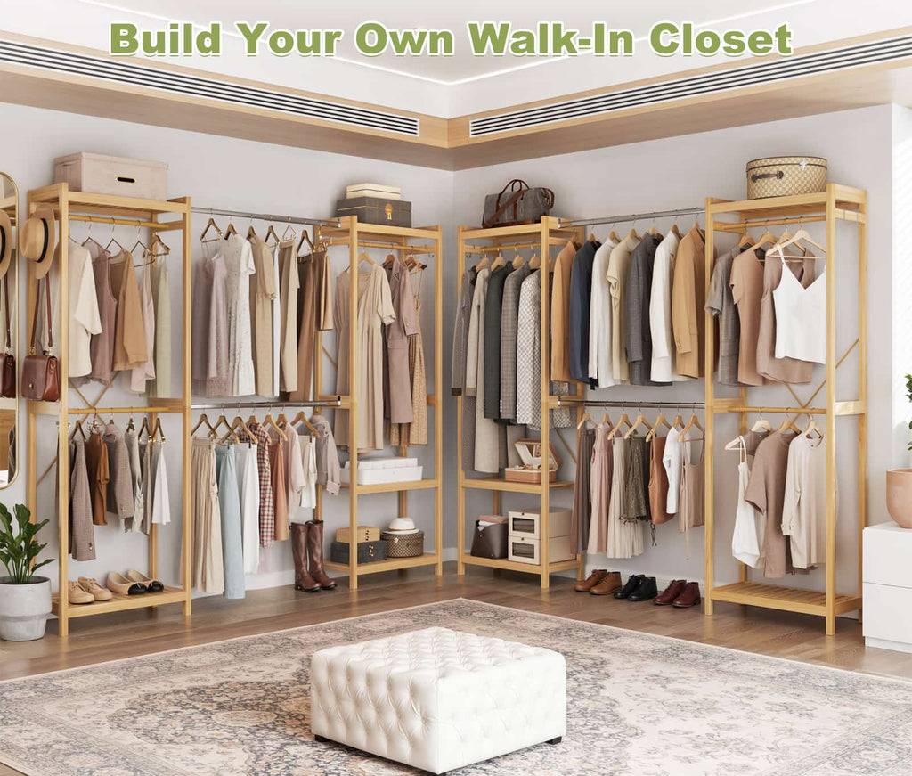 Bamboo Closet System, 71"-91" Expandable Clothing Rack