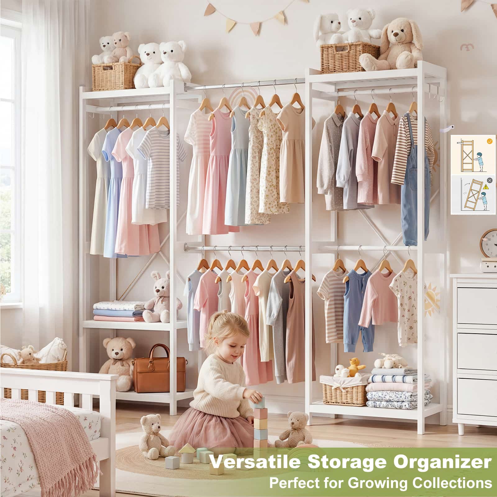 Bamboo Closet System, 71"-91" Expandable Clothing Rack