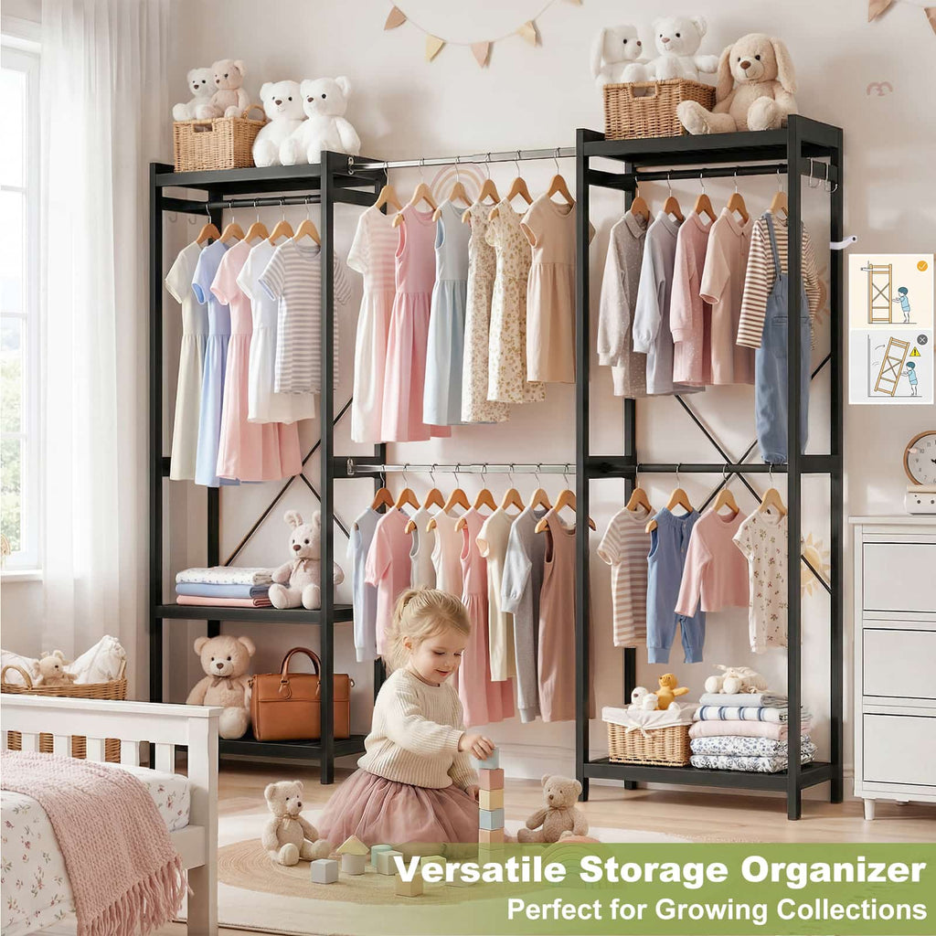 Bamboo Closet System, 71"-91" Expandable Clothing Rack