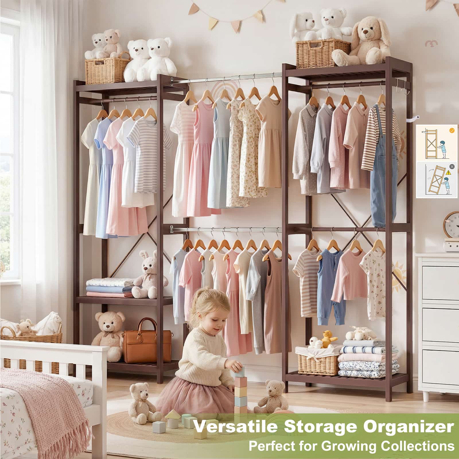 Bamboo Closet System, 71"-91" Expandable Clothing Rack