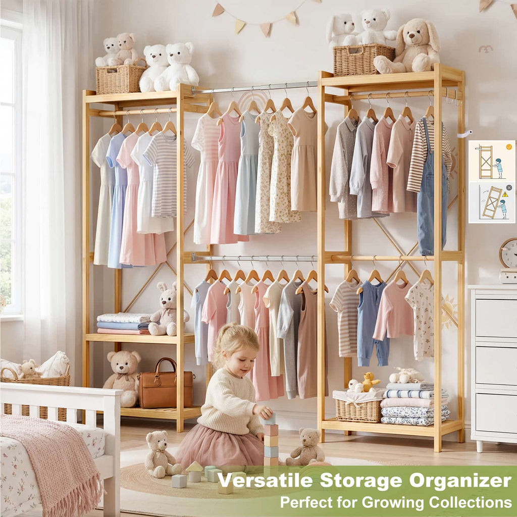 Bamboo Closet System, 71"-91" Expandable Clothing Rack