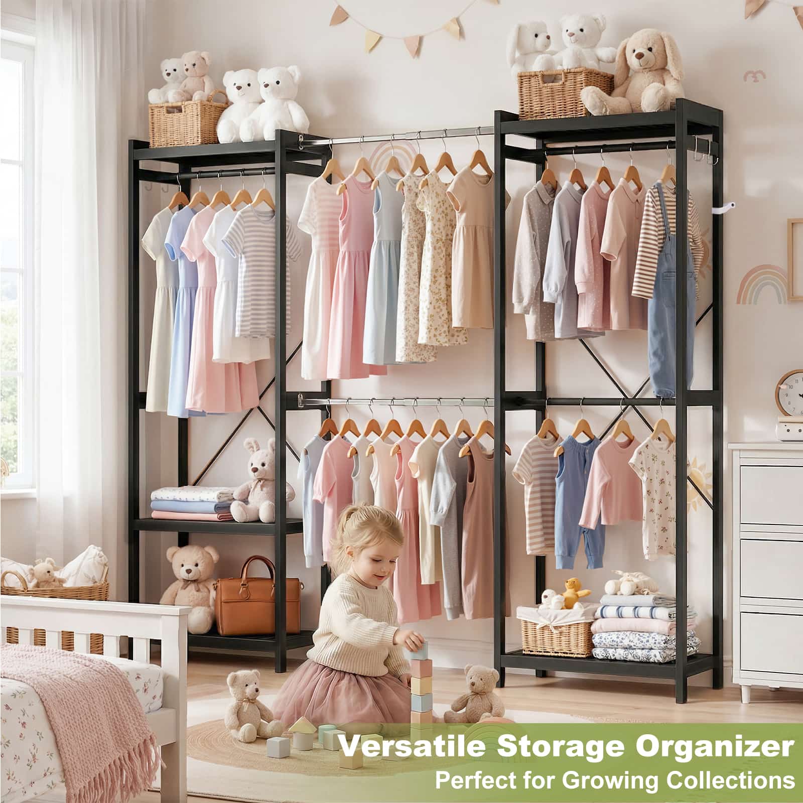Bamboo Closet System, 71"-91" Expandable Clothing Rack