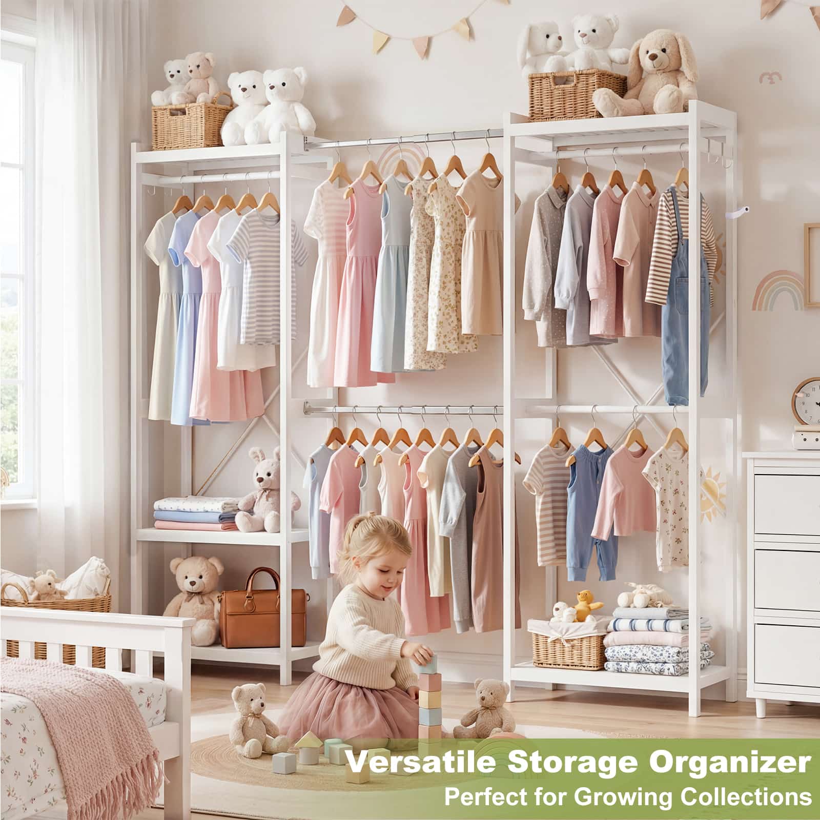 Bamboo Closet System, 71"-91" Expandable Clothing Rack