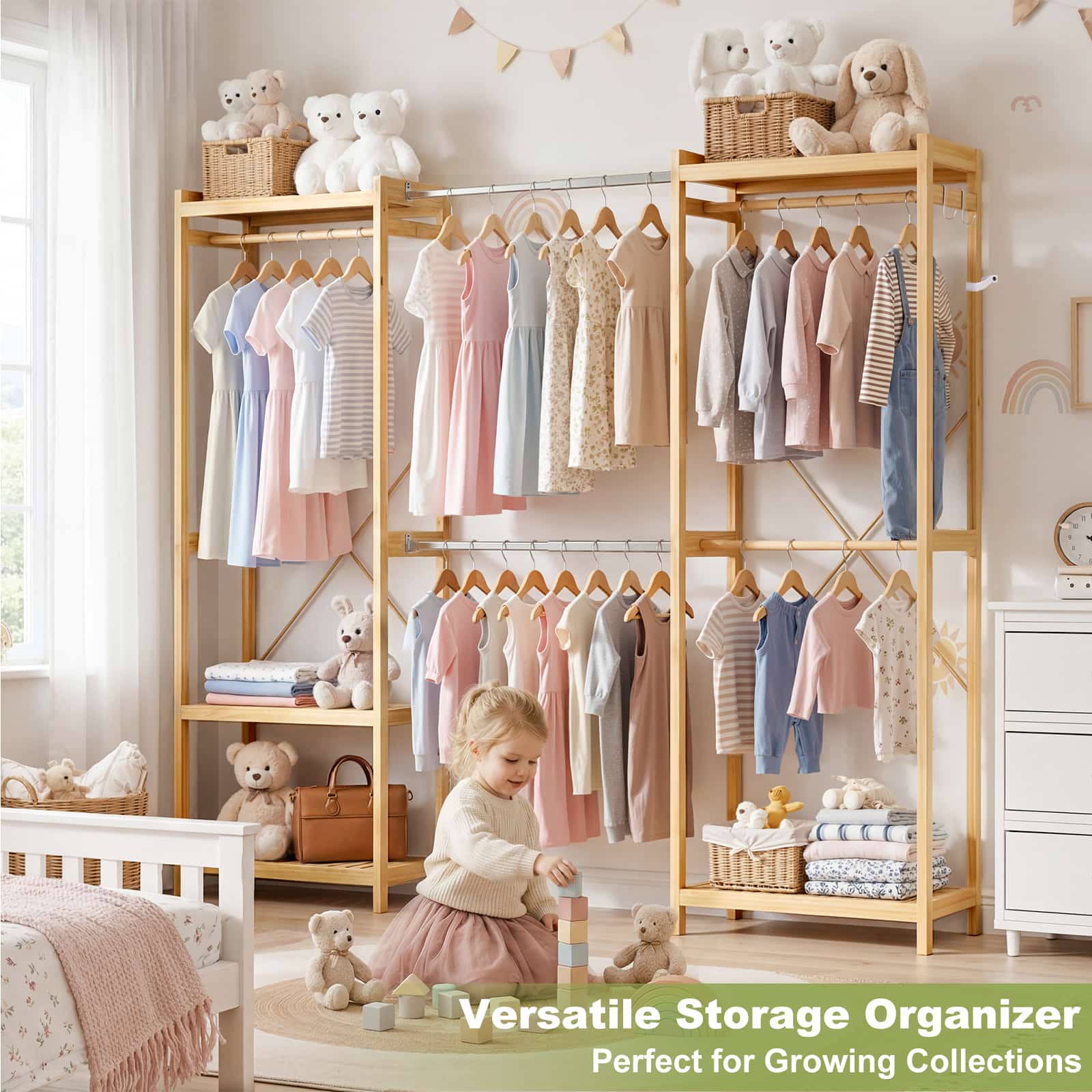 Bamboo Closet System, 71"-91" Expandable Clothing Rack