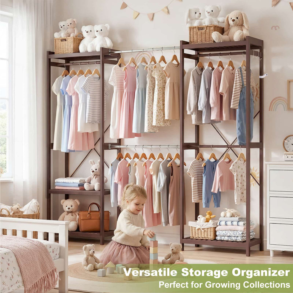 Bamboo Closet System, 71"-91" Expandable Clothing Rack