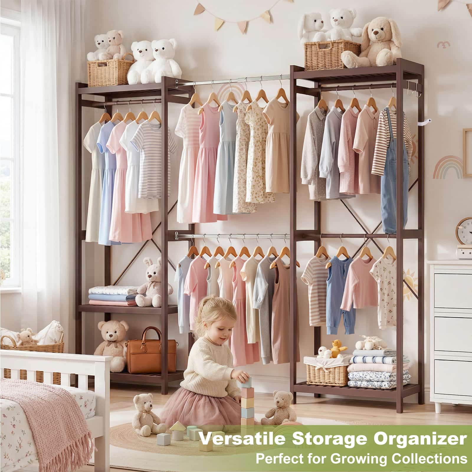 Bamboo Closet System, 71"-91" Expandable Clothing Rack