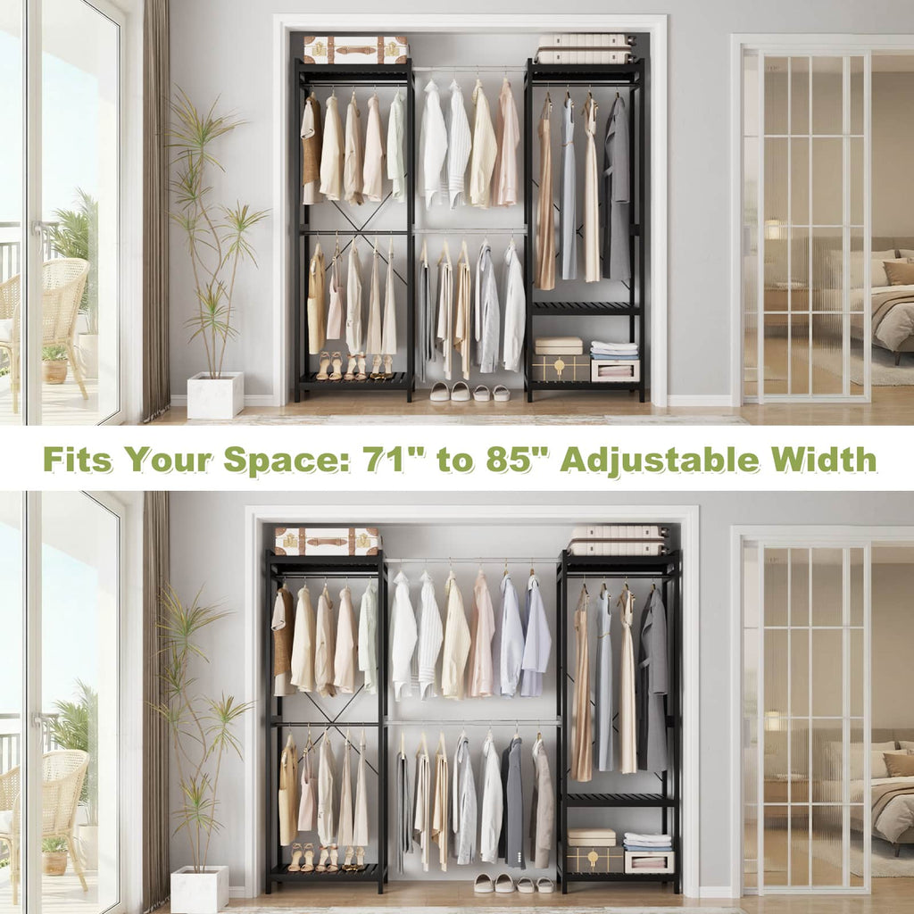 Bamboo Closet System, 71"-91" Expandable Clothing Rack