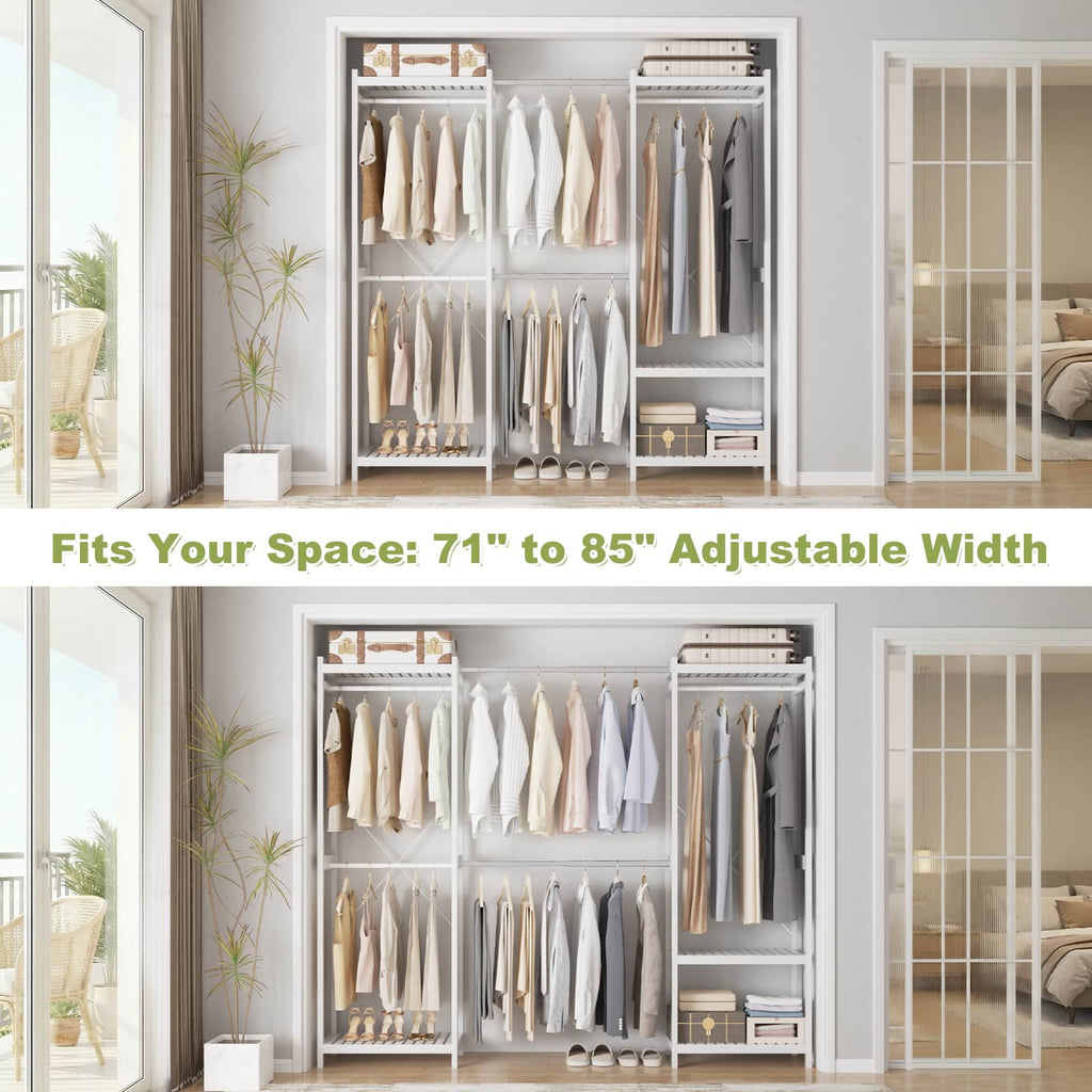 Bamboo Closet System, 71"-91" Expandable Clothing Rack
