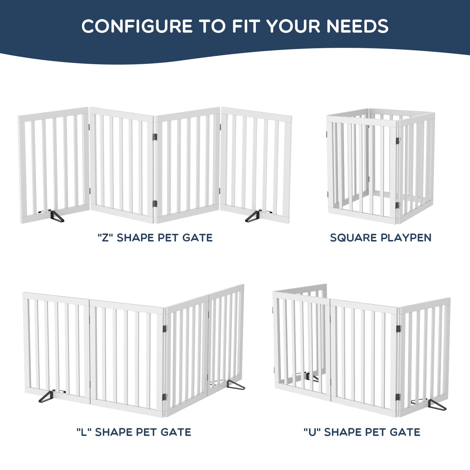 Bamboo Freestanding Dog Gate, No Assembly Pet Gate Indoor, 24”H x 75”W Extra Wide Foldable Puppy Barrier Fence with Support Feet for the House, Doorways Stairs, 4 Panels, No Drilling