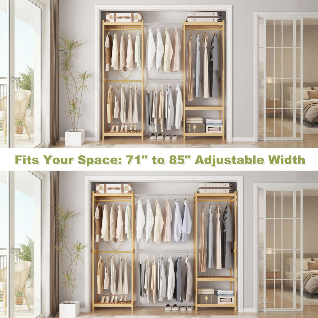 Bamboo Closet System, 71"-91" Expandable Clothing Rack