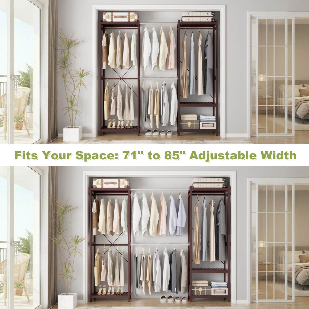 Bamboo Closet System, 71"-91" Expandable Clothing Rack