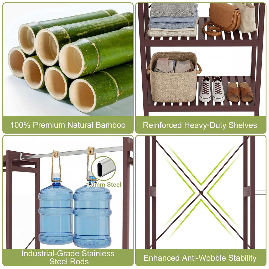 Bamboo Closet System, 71"-91" Expandable Clothing Rack