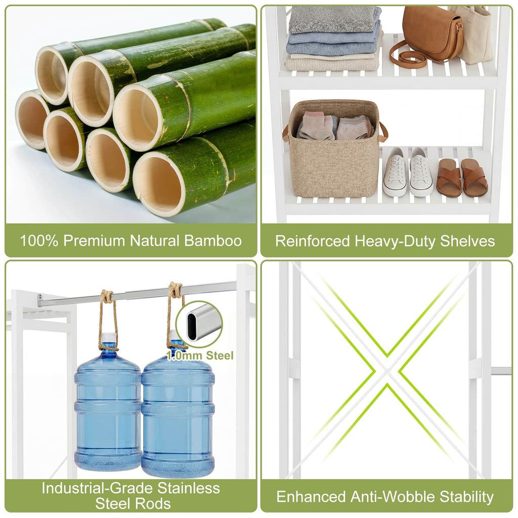 Bamboo Closet System, 71"-91" Expandable Clothing Rack