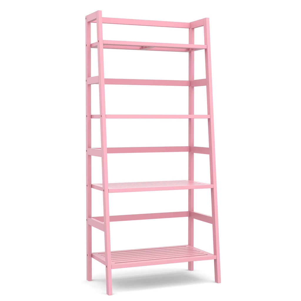 4-Tier Bamboo Ladder Bookshelf Small Bookcase, 49” Tall Open Display Shelves