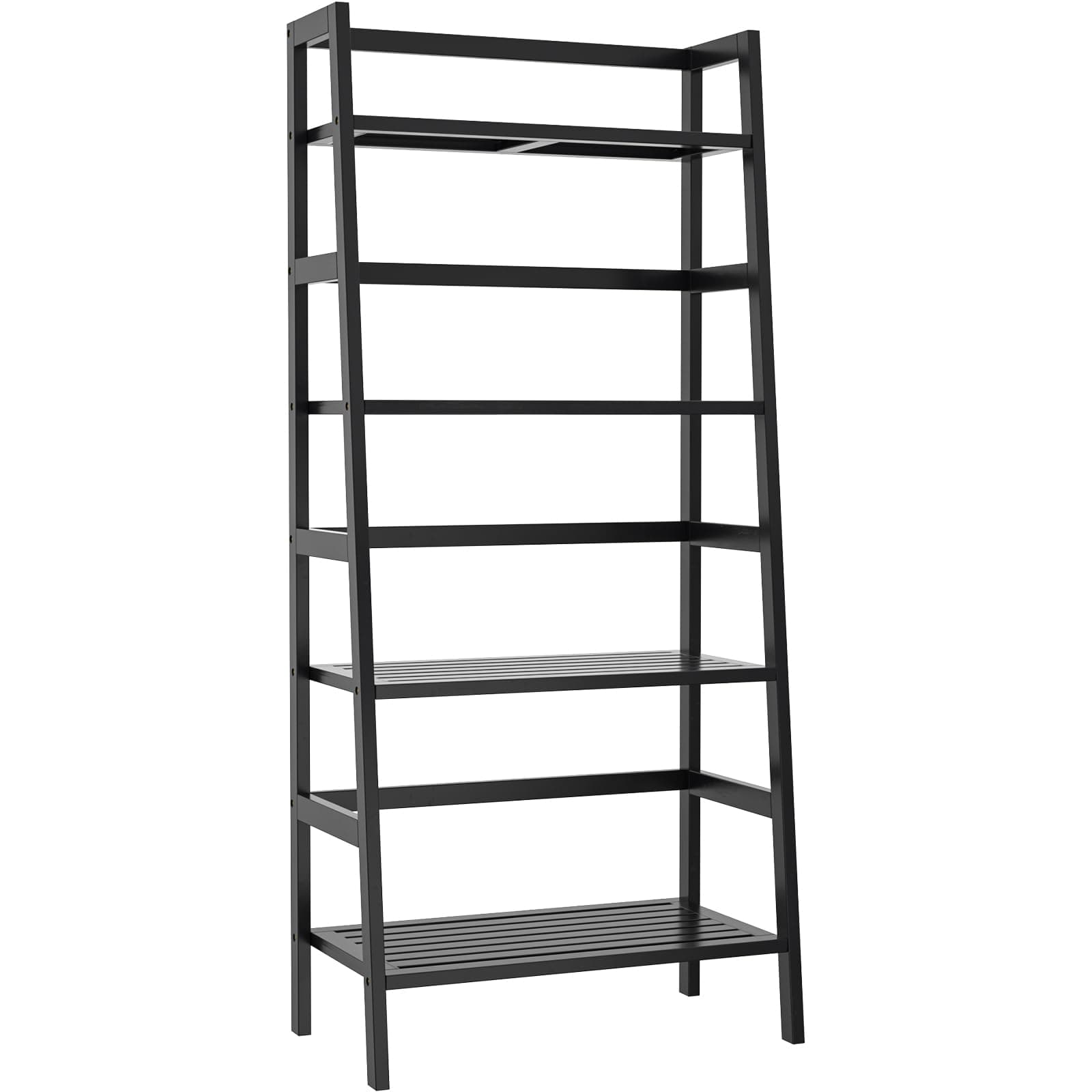 4-Tier Bamboo Ladder Bookshelf Small Bookcase, 49” Tall Open Display Shelves