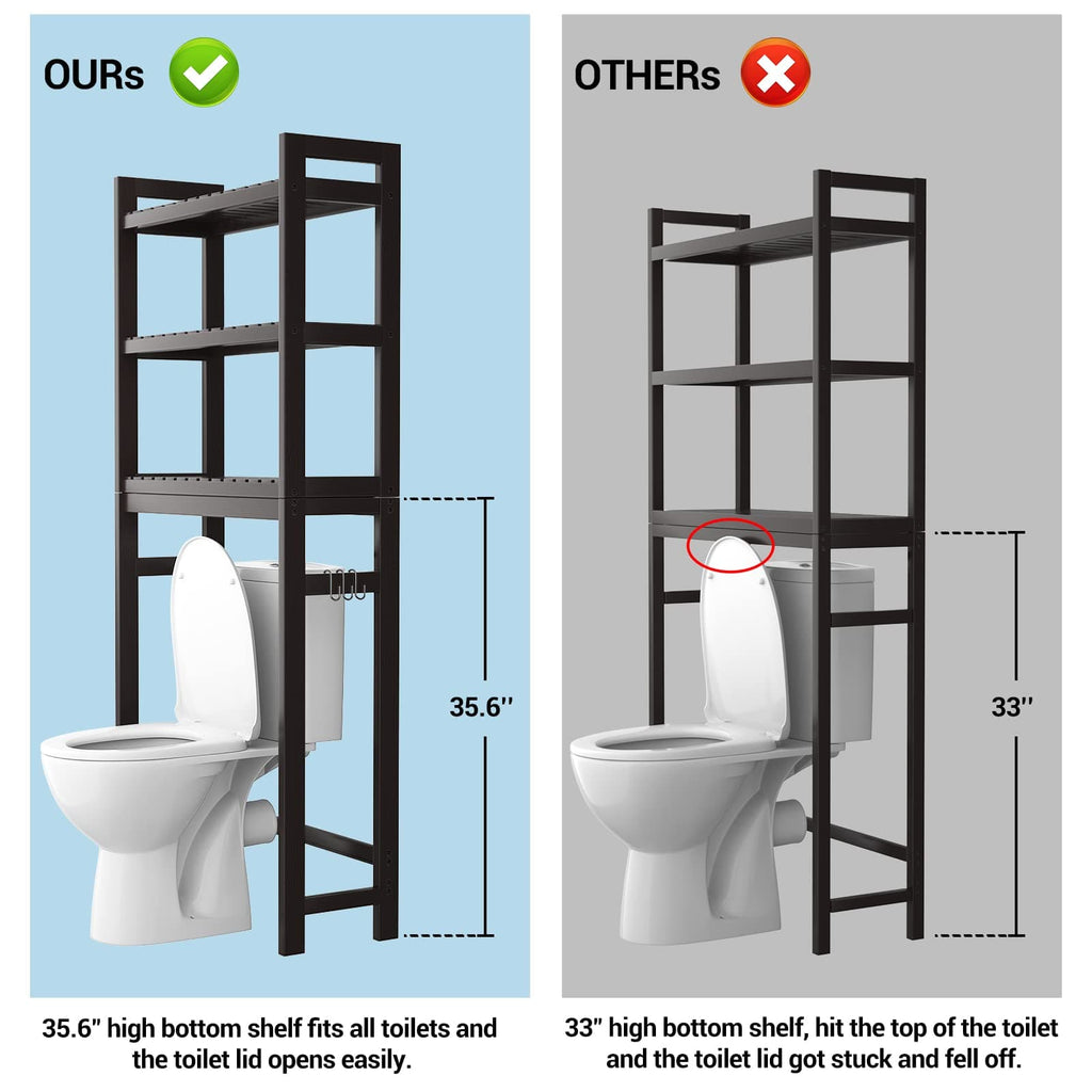 3-Tier Over The Toilet Storage, Bamboo Over Toilet Bathroom Organizer Rack
