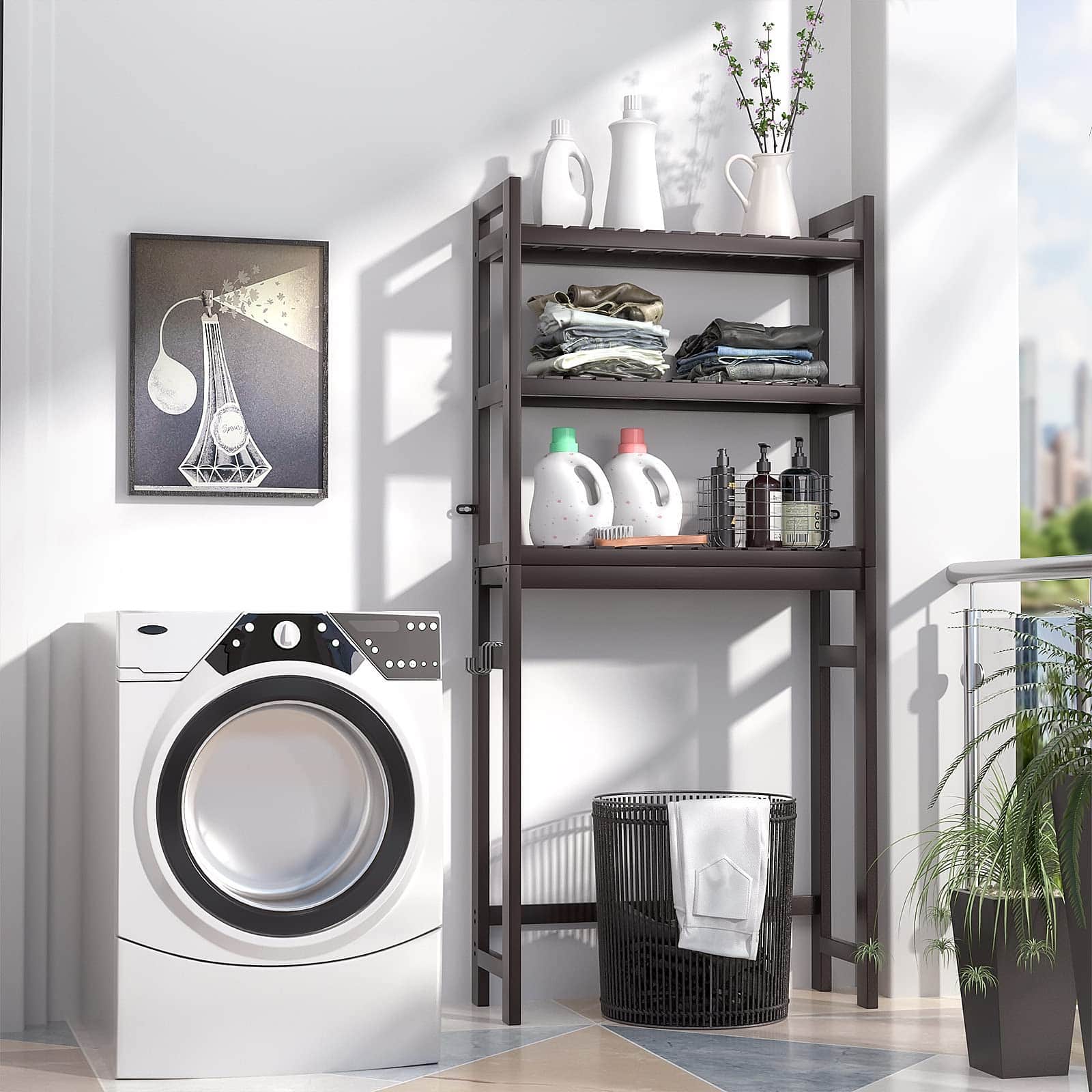 3-Tier Over The Toilet Storage, Bamboo Over Toilet Bathroom Organizer Rack