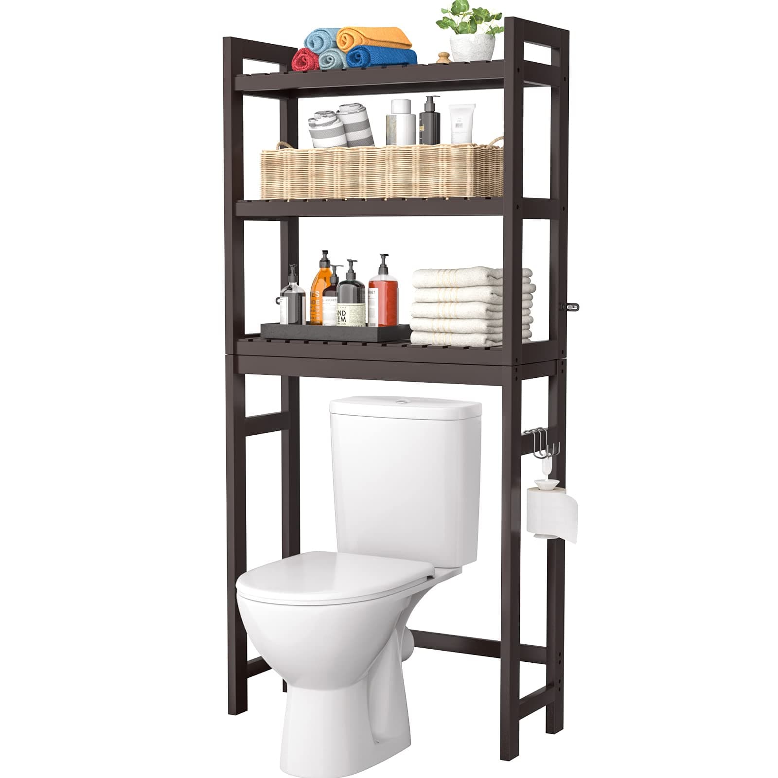 3-Tier Over The Toilet Storage, Bamboo Over Toilet Bathroom Organizer Rack
