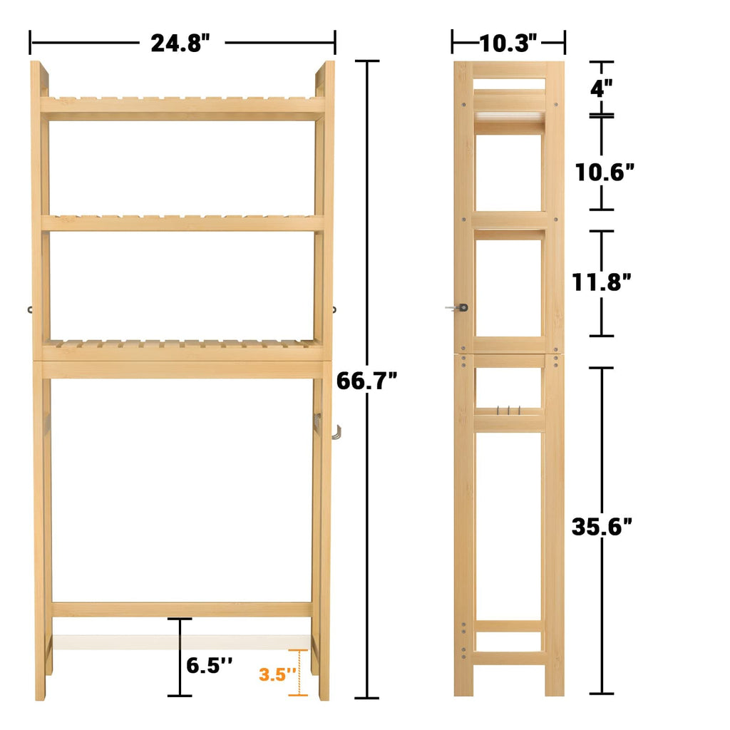 3-Tier Over The Toilet Storage, Bamboo Over Toilet Bathroom Organizer Rack
