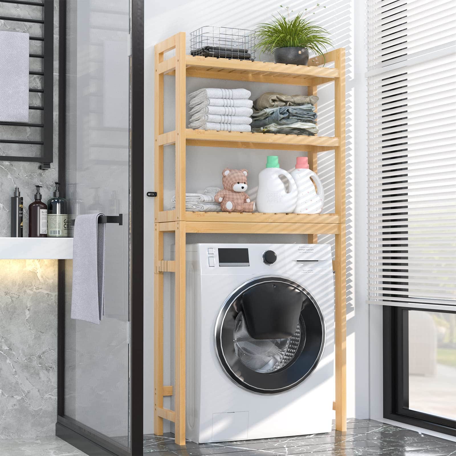 3-Tier Over The Toilet Storage, Bamboo Over Toilet Bathroom Organizer Rack