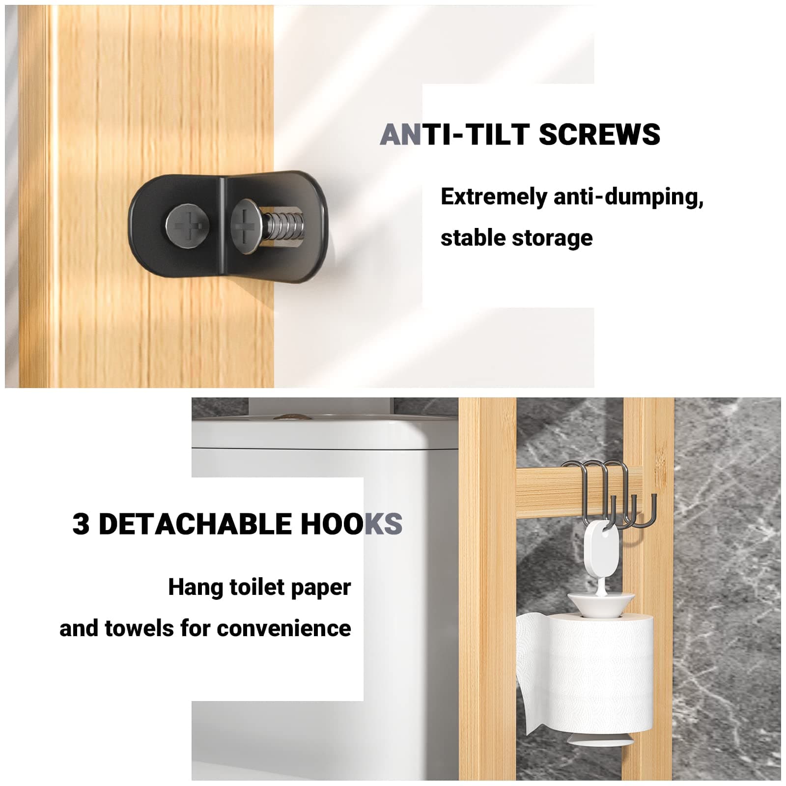 3-Tier Over The Toilet Storage, Bamboo Over Toilet Bathroom Organizer Rack