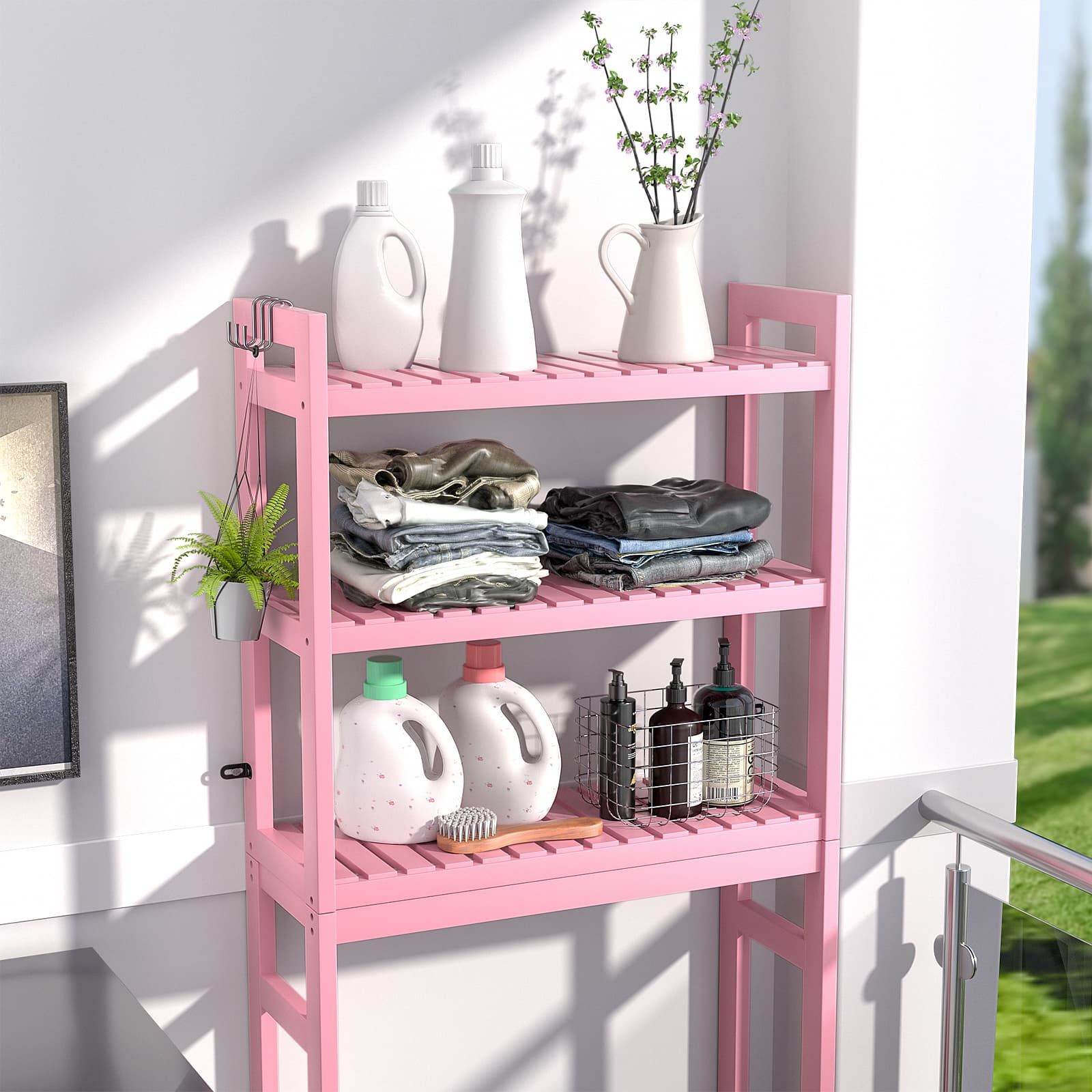 3-Tier Over The Toilet Storage, Bamboo Over Toilet Bathroom Organizer Rack