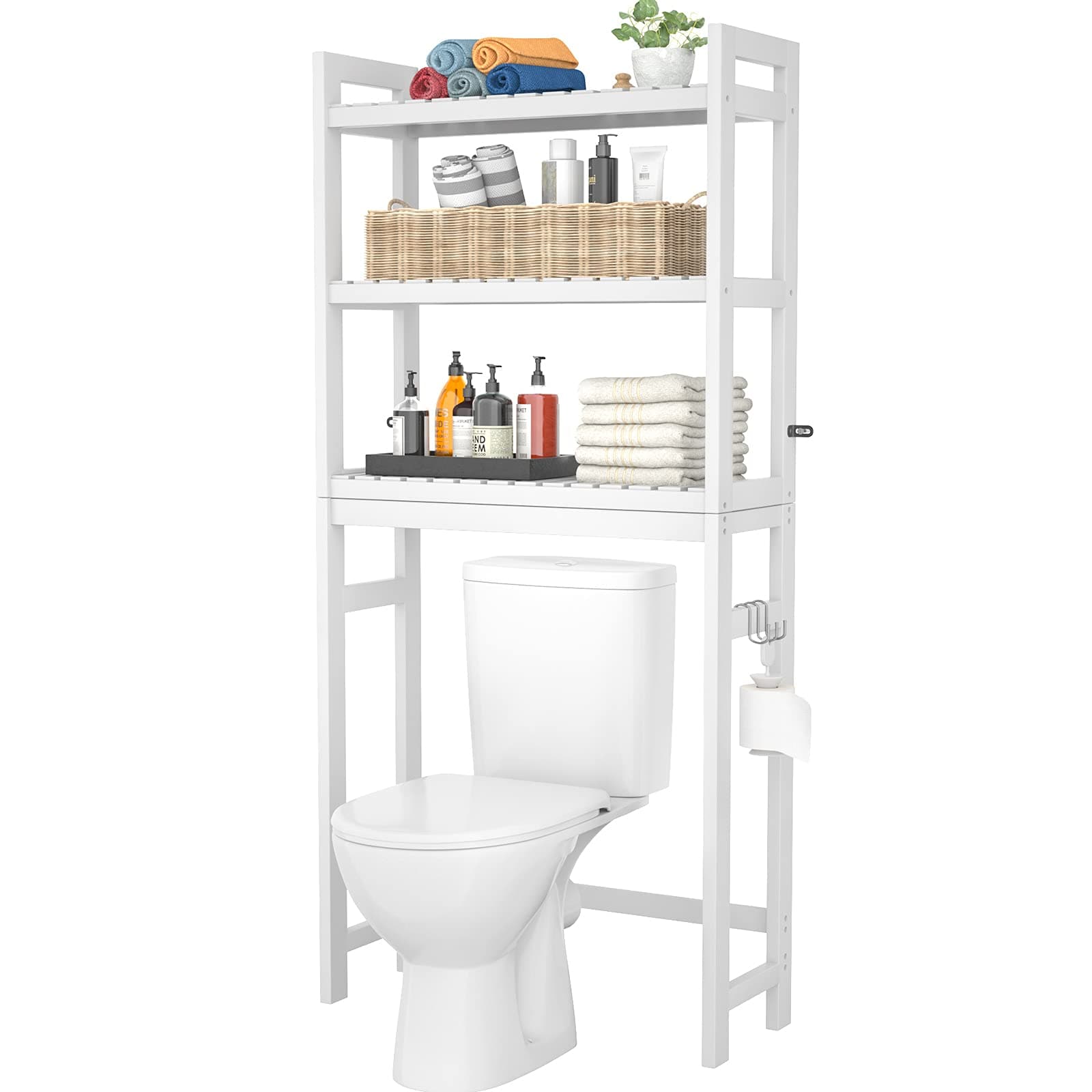 3-Tier Over The Toilet Storage, Bamboo Over Toilet Bathroom Organizer Rack